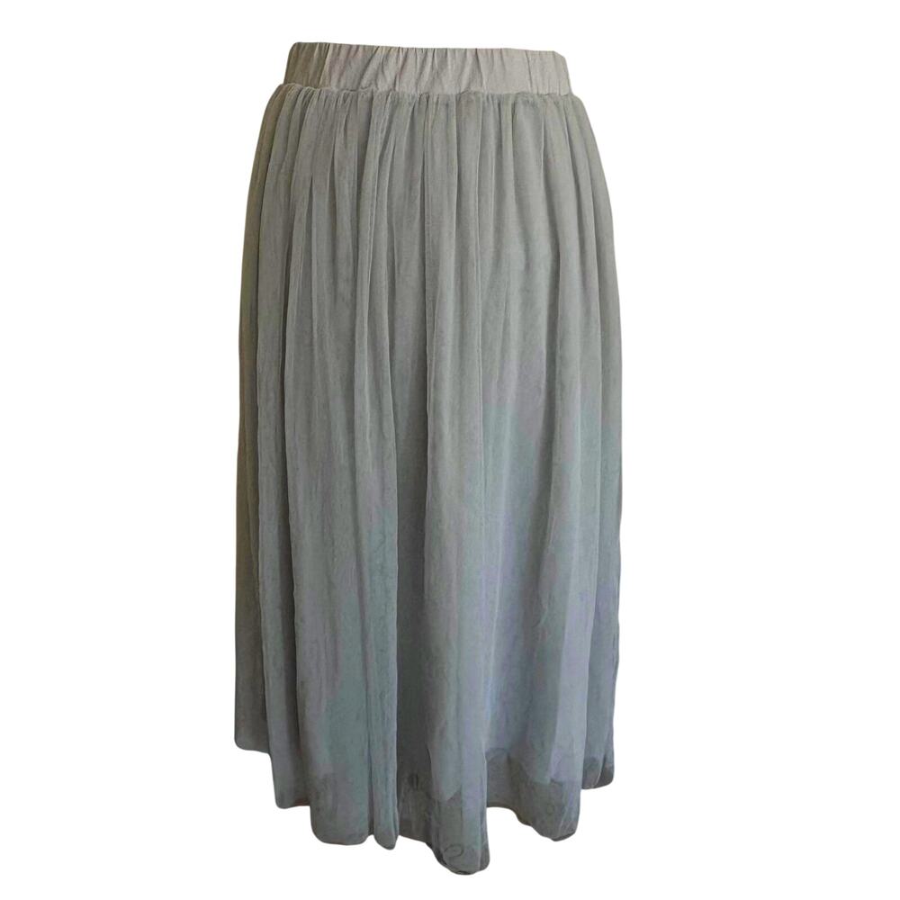 Garnet Hill Ice Blue Mesh Pleated Ballerina Midi Skirt Pleated Feminine Fairy